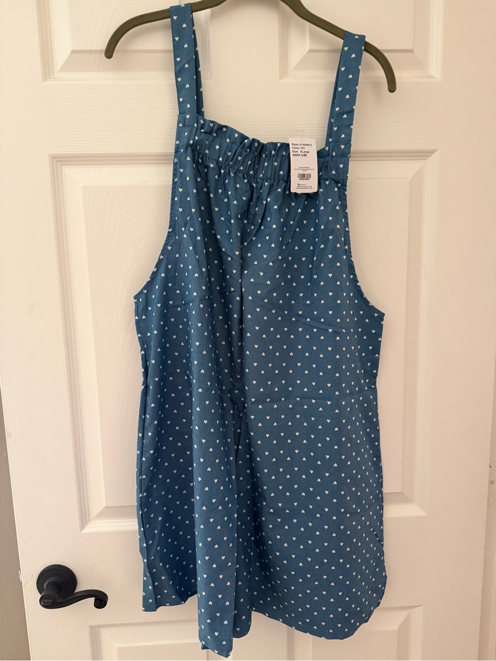 Suzanne Betro Light Blue Heart Print Overalls